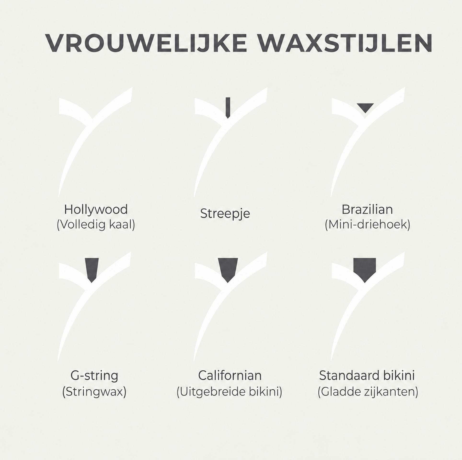 De verschillende mogelijkheden voor Brazilian wax bij First Wax Studio in Beesd