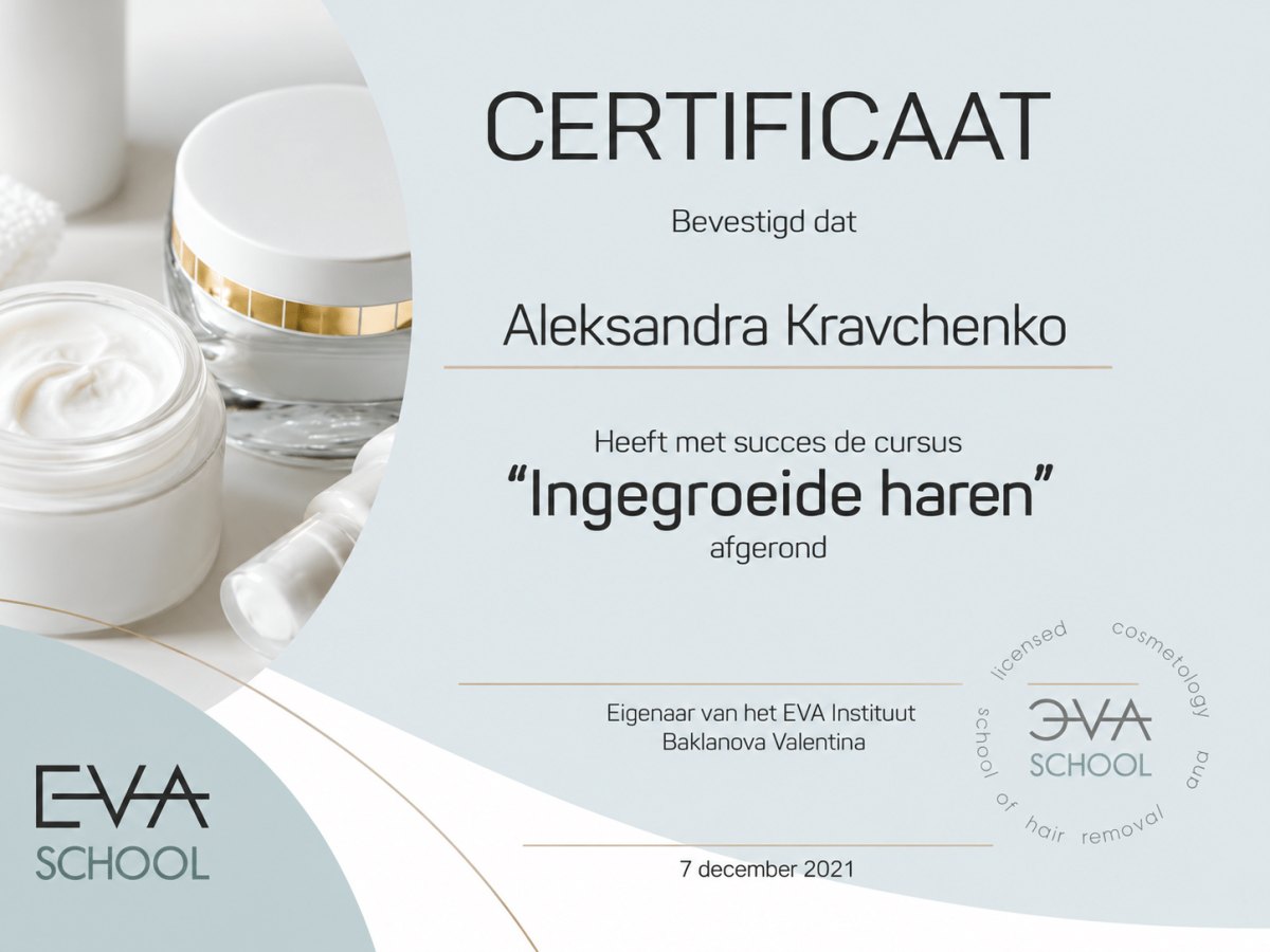 Certificaat Ingegroeide haren, 7 dec 2021