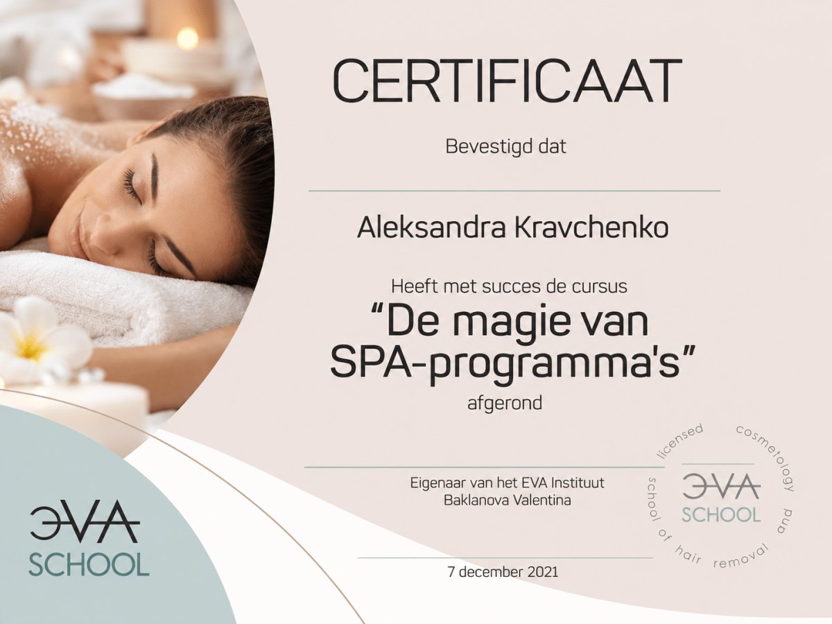 Certificaat De magie van SPA-programma’s, 7 dec 2021