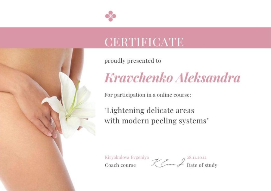 Certificaat Intiem bleken met moderne peelingsystemen, 28 nov 2022